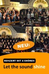 Bild: Der Chor und Chormitglieder in Aktion bei Konzerten.
